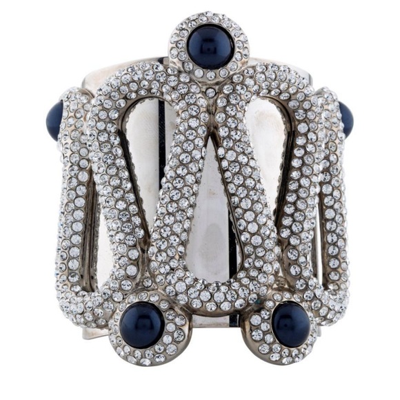 Rare K.L Swarovski Atelier Silver Blue Mysterious Snake Cuff. M - Picture 3 of 10